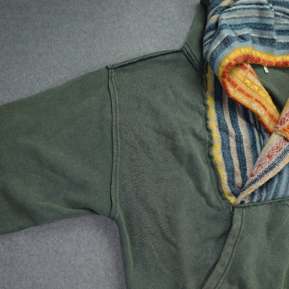 Free People Hoodie Womens Medium Green Boho Knit Patchwork February Sweatshirt - Picture 3 of 14